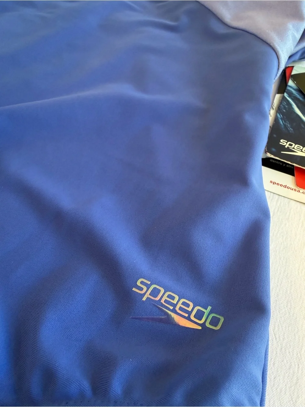 Speedo Purple and Periwinkle Colorblock One-Piece Swimsuit